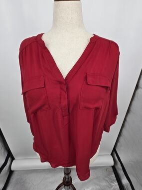torrid Deep Red Harper Blouse Size 00 (M/L 10) NWT (6679)